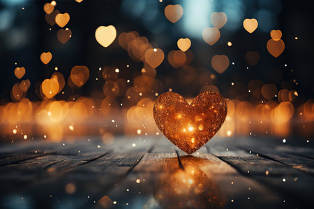 Valentine's day background with heart shape and bokeh lightsの素材