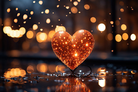 Valentine's day background with heart and bokeh lightsの素材