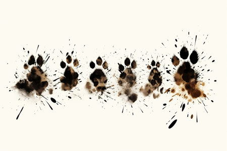 Black and brown watercolor splashes isolated on white background. Vector illustration.の素材