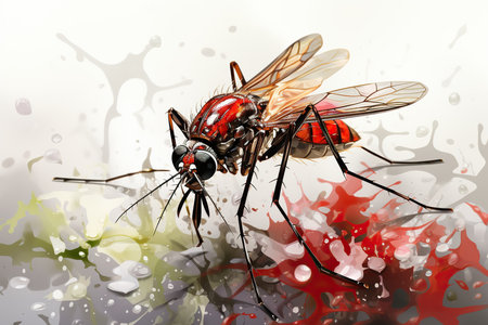 mosquito on watercolor background - illustration for your design.の素材