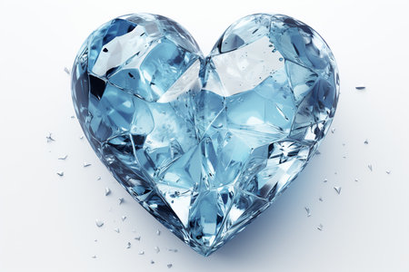 Heart made of broken glass isolated on white background. 3d illustrationの素材