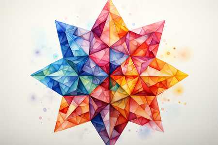 Multicolored abstract polygonal maple leaf. Vector illustration.の素材