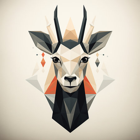 Abstract polygonal deer head, low poly style. Vector illustration.の素材
