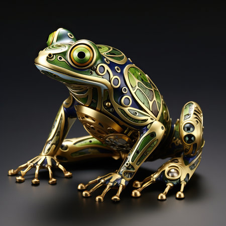 3d illustration of a green frog isolated on black background with clipping pathの素材