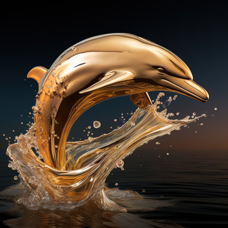 Dolphin jumping out of the water. 3d render illustration.の素材