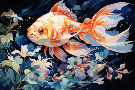 Goldfish in watercolor style. Illustration for your design.の素材
