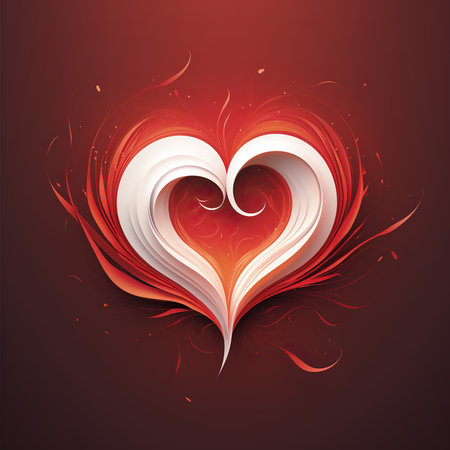 Valentine's day abstract background with red heart. Vector illustration.の素材