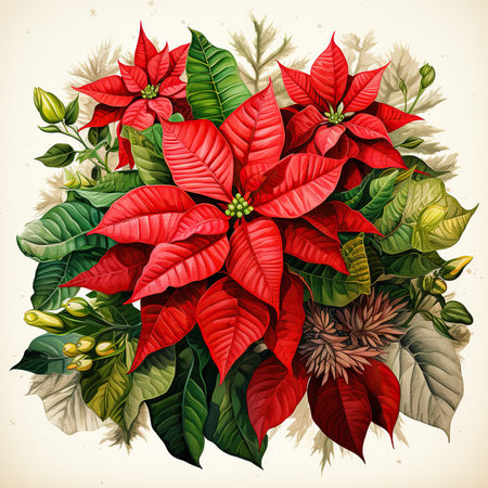 Christmas bouquet of poinsettia, vector illustration. EPS 10の素材
