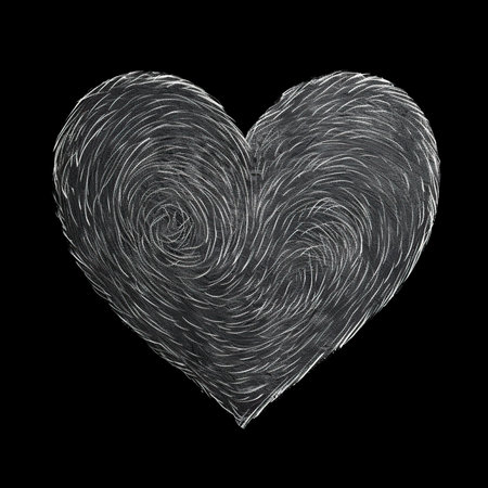 Heart shape made of lines on black background. Computer generated illustration.の素材