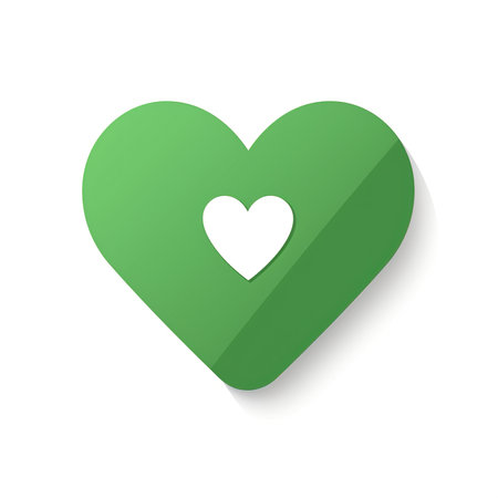 Green heart icon with shadow on white background. Eps 10 vector file.の素材