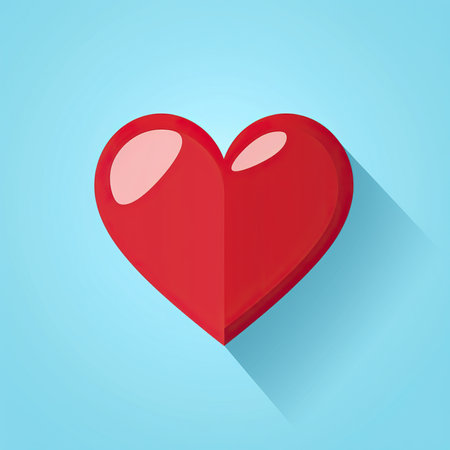 Red heart on blue background. Flat design. Vector illustration. Eps 10の素材