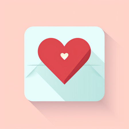 Flat icon of a love letter with a heart. Vector illustrationの素材