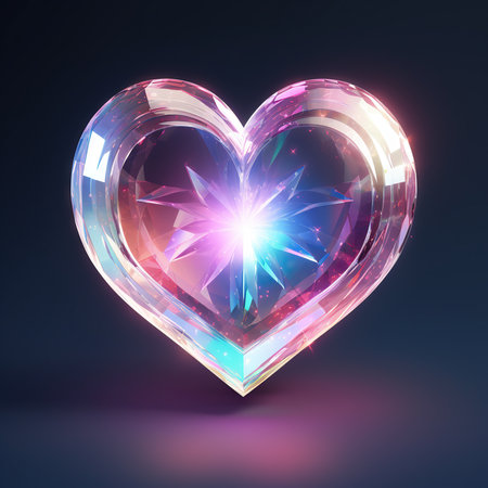 Shiny heart on a dark background. 3d rendering, 3d illustration.の素材
