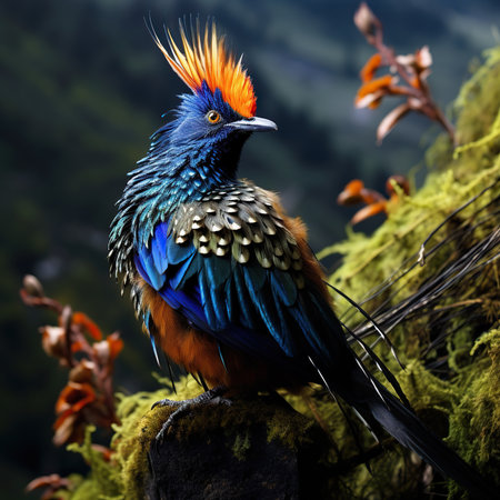 Colorful bird in the forest. Colorful bird in nature.の素材