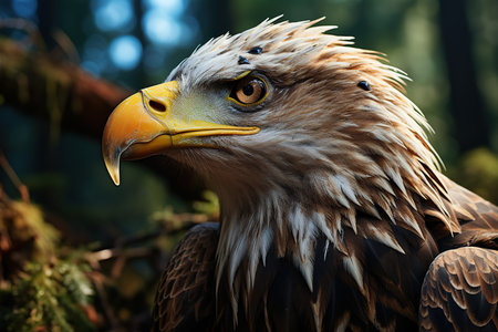 Close up portrait of an eagle in the forest. Wildlife scene from nature.の素材