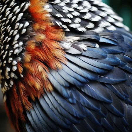 close up of a colorful bird wing in a zoo, Thailand.の素材