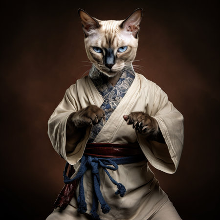 Kung fu master, oriental martial art concept, asian catの素材