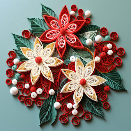 Beautiful floral background with red and white flowers. Vector illustration.の素材