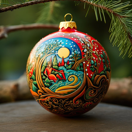 Christmas ball on christmas tree. New Year and Christmas concept.の素材