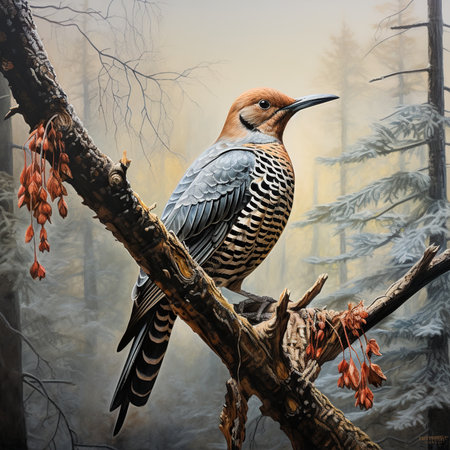 Red-bellied woodpecker on a branch in the forestの素材