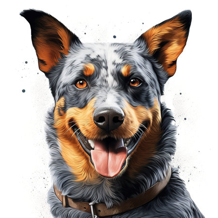 Portrait of a dog on a white background. Digital painting.の素材
