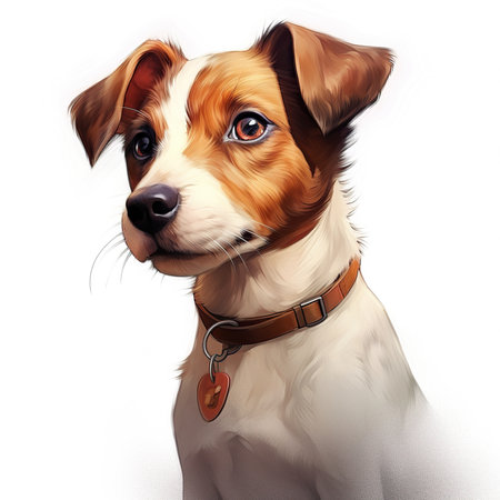 Jack Russell Terrier dog isolated on white background. Digital painting.の素材