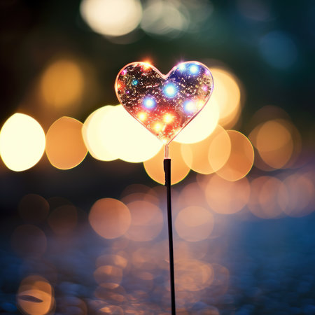 Heart shape bokeh background, Love Valentine's day concept.の素材