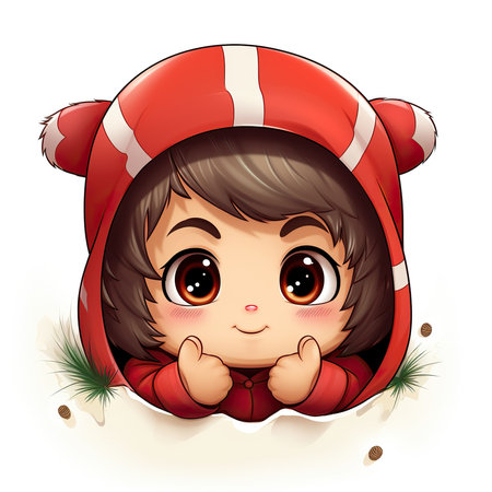 Cute little girl in Santa Claus costume. Vector cartoon illustration.の素材