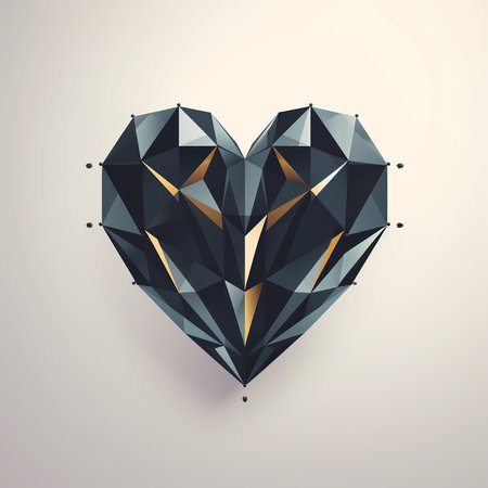 Polygonal heart. Vector illustration. Geometric origami style.の素材
