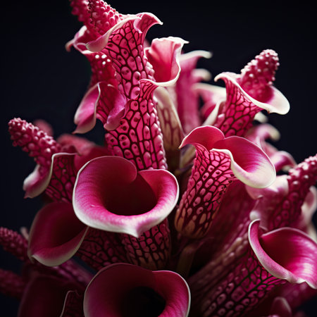 Close up view of beautiful red and pink calla lily flowersの素材