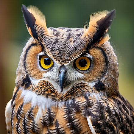 Portrait of a great horned owl (Bubo bubo)の素材