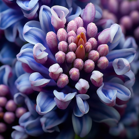 Blue hyacinth flower closeup. Floral background. Macroの素材