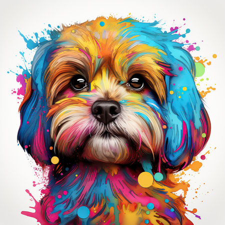 Shih tzu dog with colorful splashes. Vector illustration.の素材