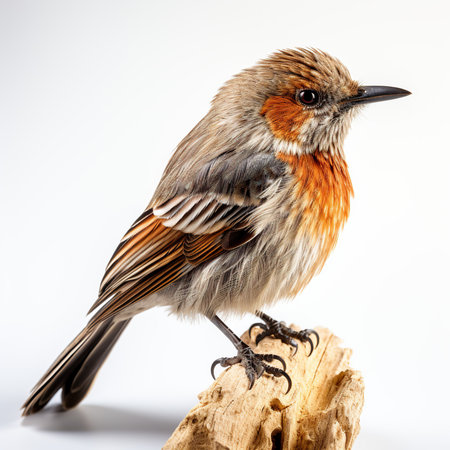 Red-breasted flycatcher isolated on a white background.の素材