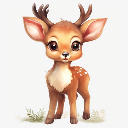Cute little deer isolated on white background. Vector cartoon illustration.の素材