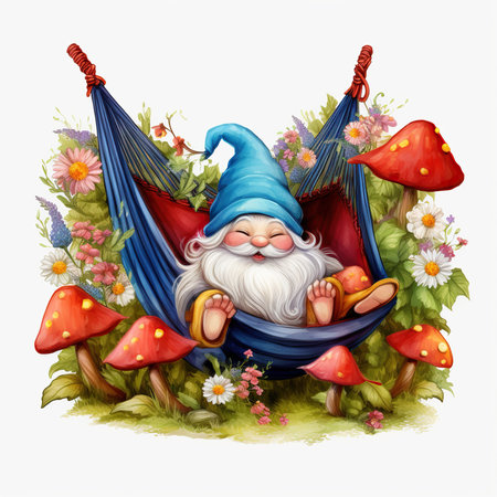 Illustration of a santa claus relaxing in a hammockの素材