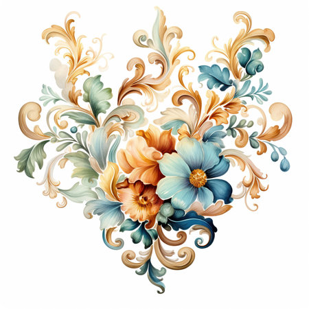Vintage floral ornament in the shape of heart. Vector illustration.の素材