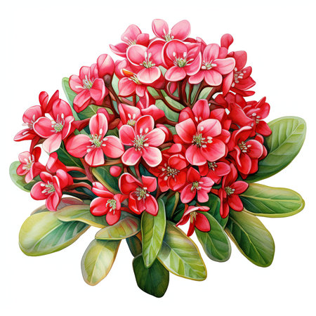 Bouquet of red flowers in watercolor style isolated on white backgroundの素材