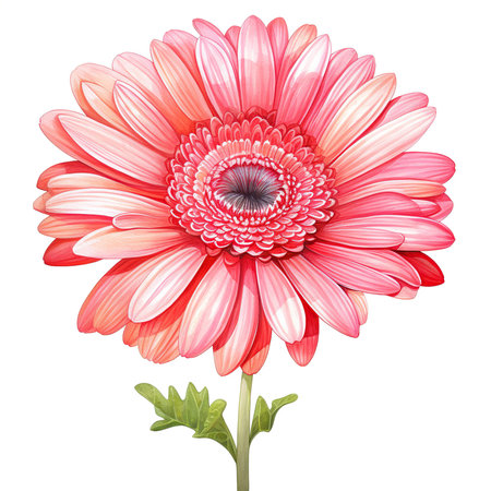 Pink gerbera flower isolated on white background. Vector illustration.の素材