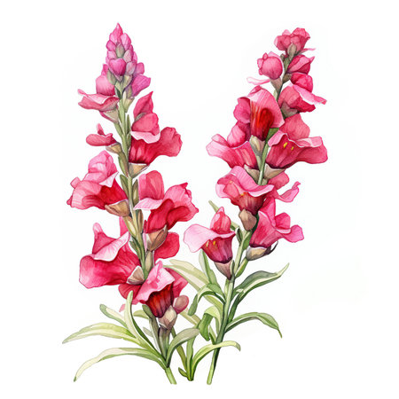 Beautiful vector image with nice watercolor flowers of snapdragonsの素材
