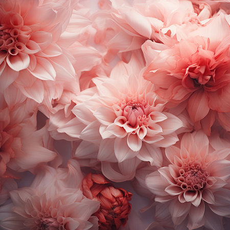 Beautiful pink dahlia flowers as floral background, closeupの素材