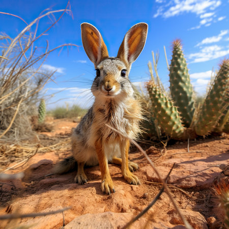 Cute wild bunny in the desert of Arizona, United States.の素材