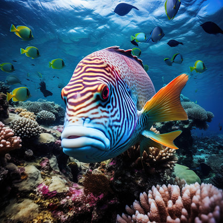 Tropical fish swimming on a coral reef in the Red Seaの素材