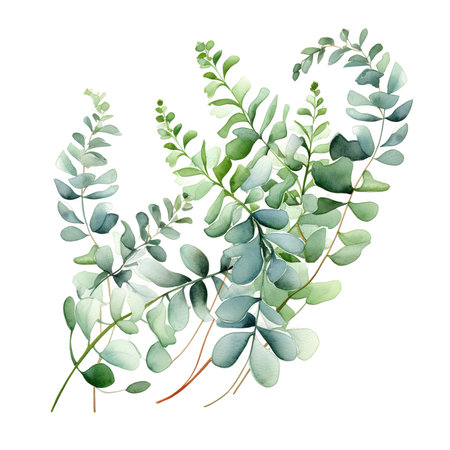 Beautiful vector image with nice watercolor eucalyptusの素材