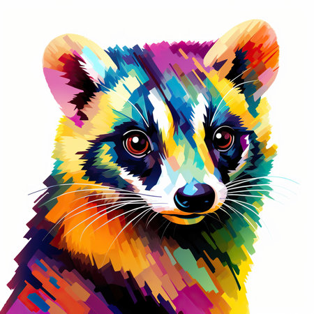 Portrait of a raccoon. Vector illustration on white background.の素材