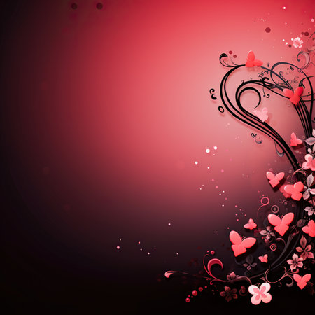 Valentine's day background with hearts and flowers. Vector illustration.の素材