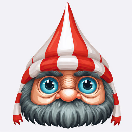 Cute cartoon gnome in a red cap. Vector illustration.の素材