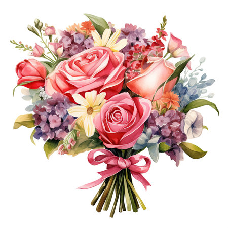 Bouquet of flowers in watercolor style. Vector illustration.の素材