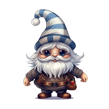 Cute cartoon gnome. Vector illustration on a white background.の素材