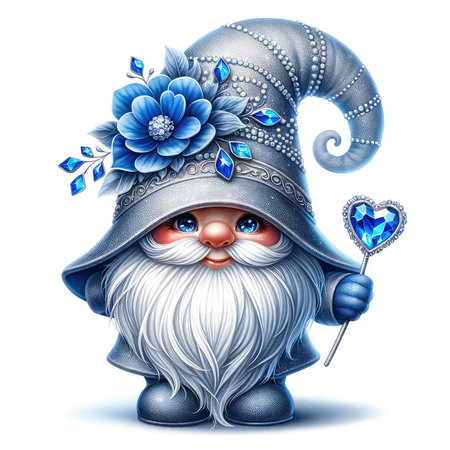 Cute gnome with blue eyes. Cartoon character. Isolated on white background.の素材
